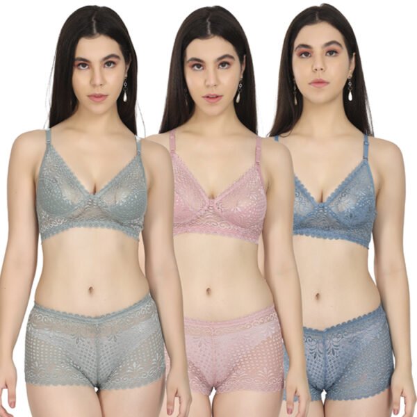 067 FULL LYCRA LACE FASHION SET PACK OF 1,2 AND 3 PIECES.